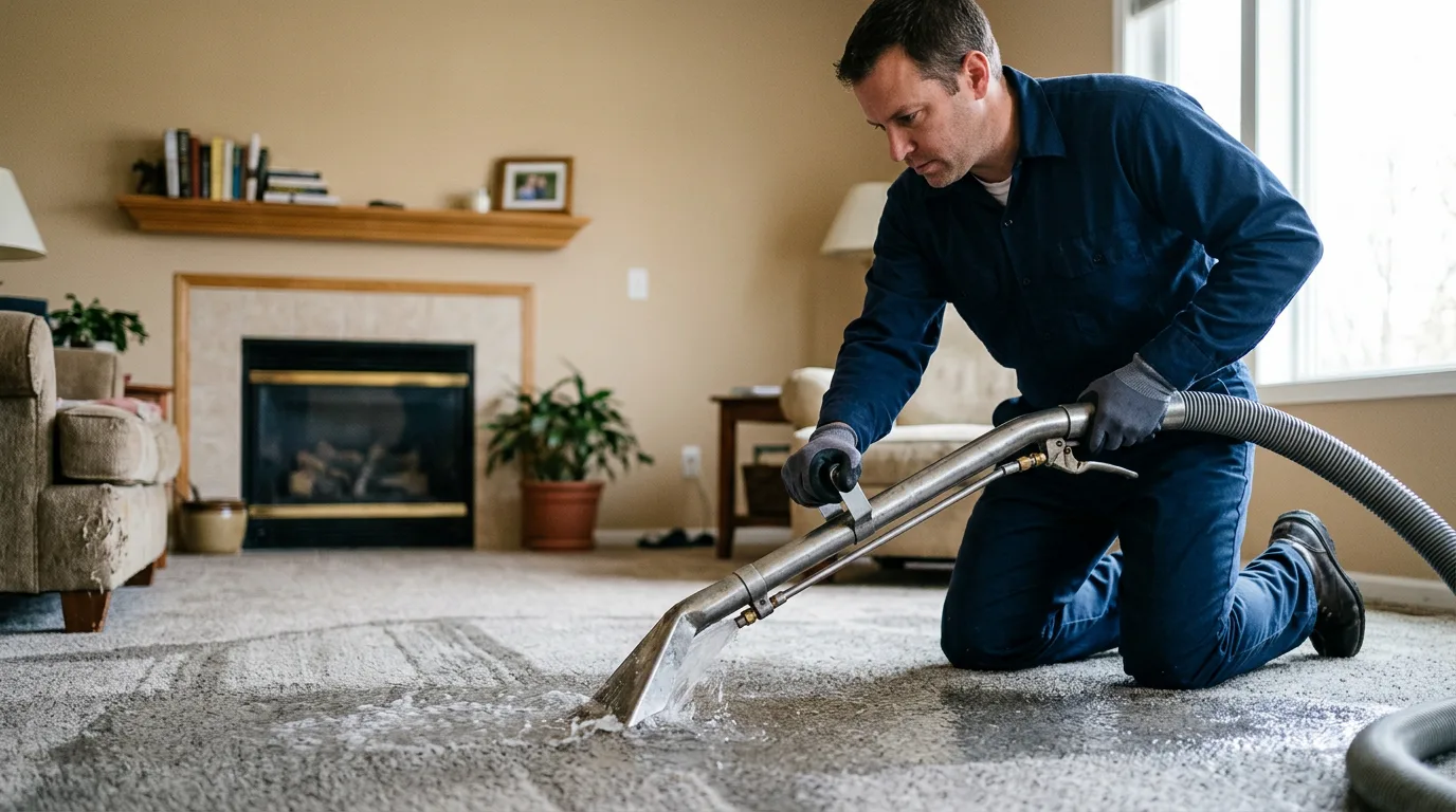 Water damage restoration technician working near Crystal Spring, PA